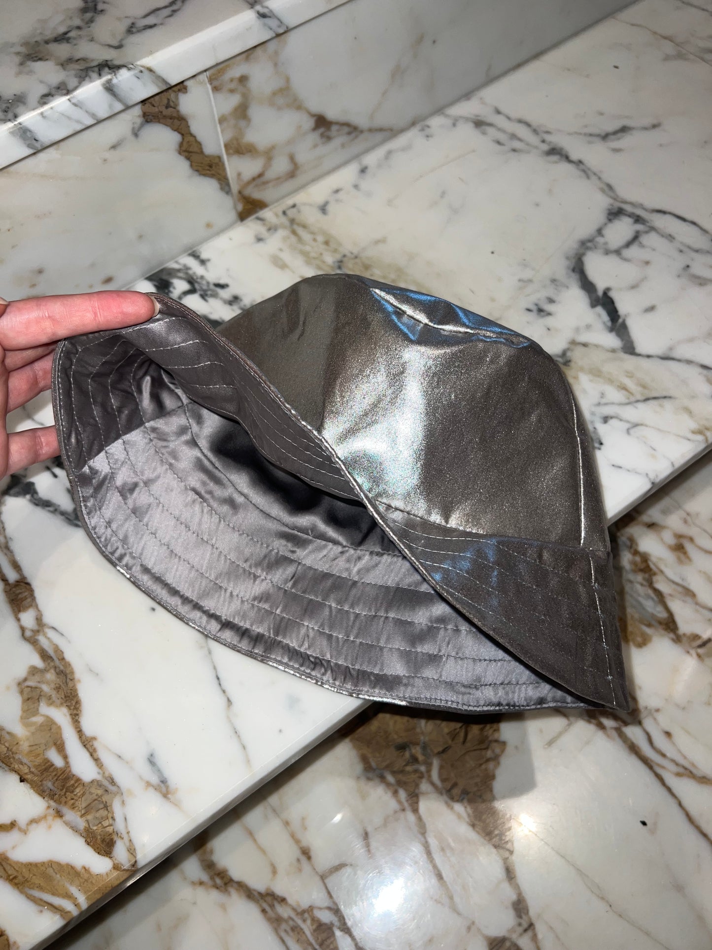 Silver Shine Silk Bucket Hat