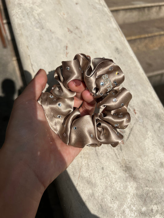 Scrunchie classico color carne con cristalli Swarovski