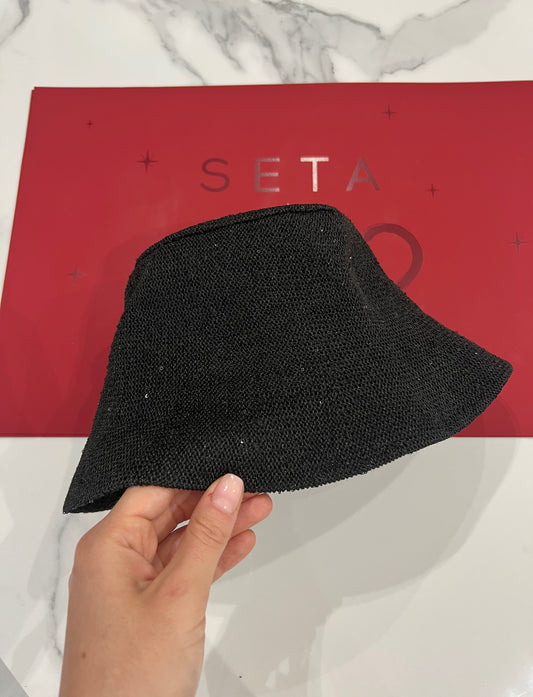 Black Payettes Silk Bucket Hat