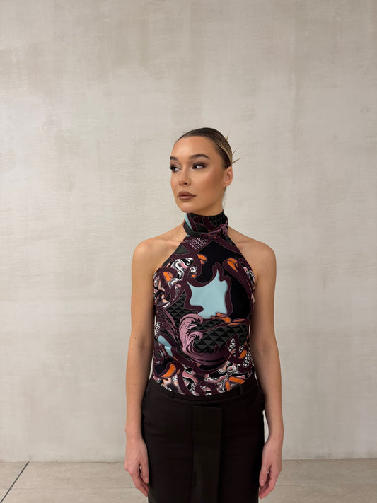 Nikoleta Silk Halter Neck Top