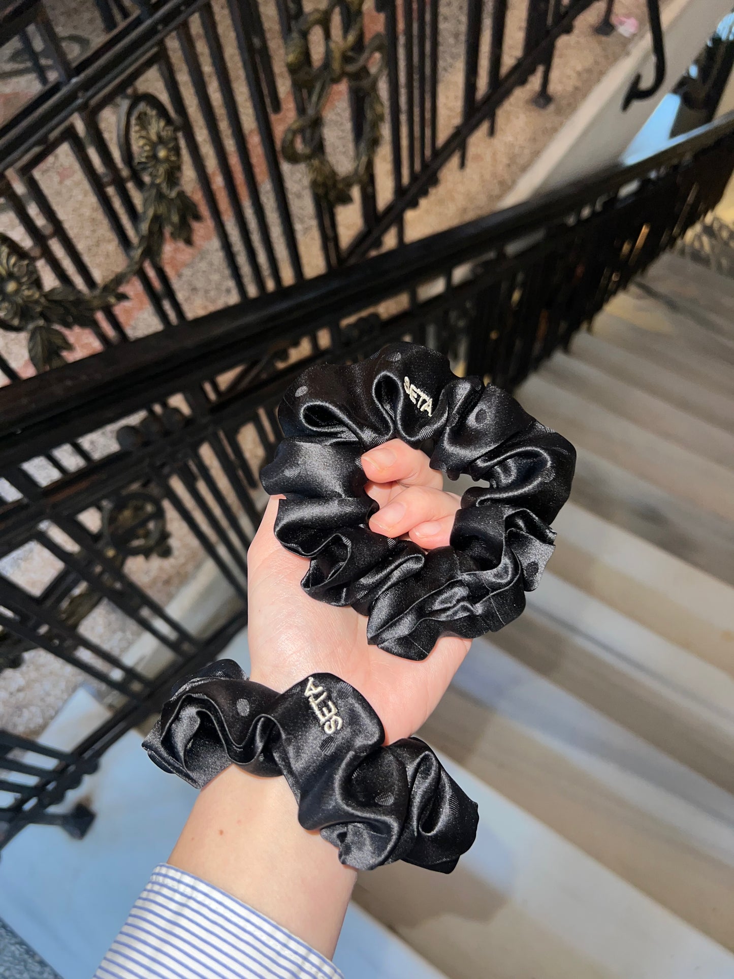 Dolce Black Silk Scrunchie