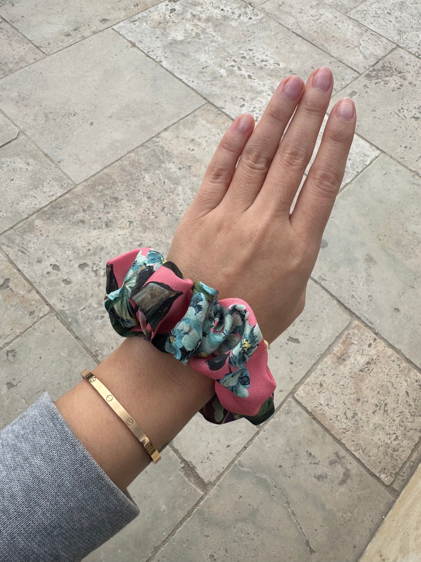Blush Bouquet Silk Scrunchie