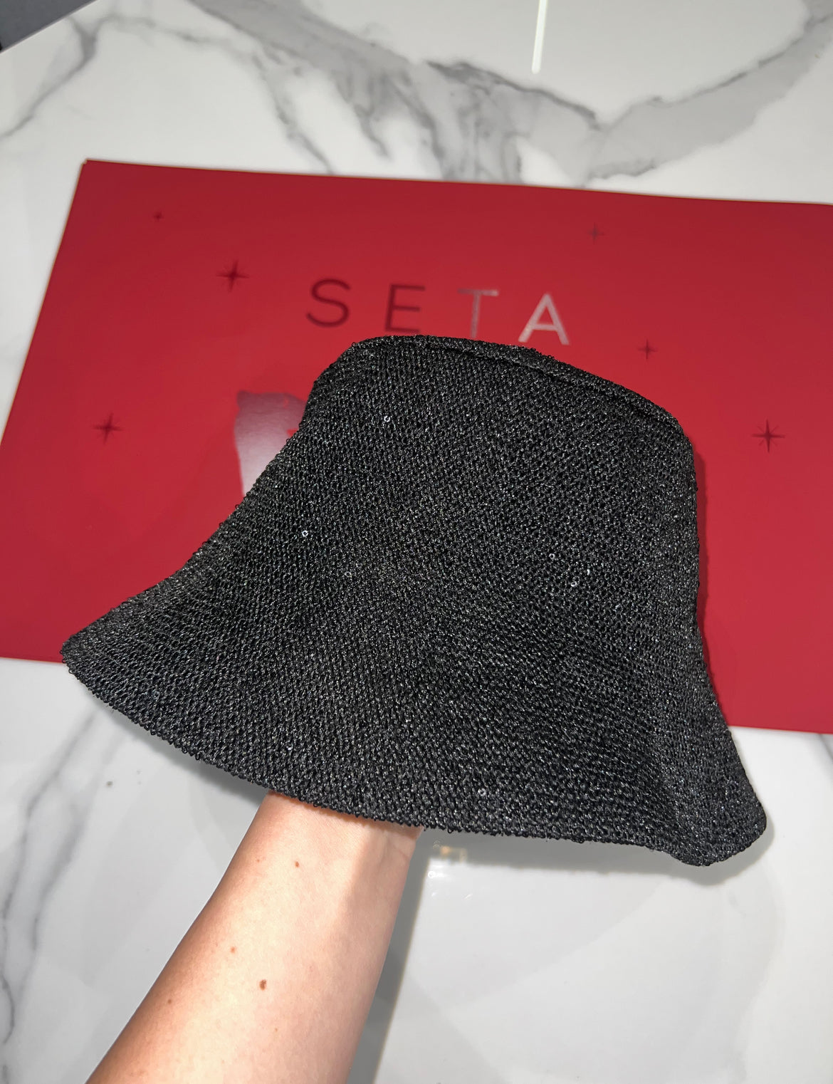 Black Payettes Silk Bucket Hat