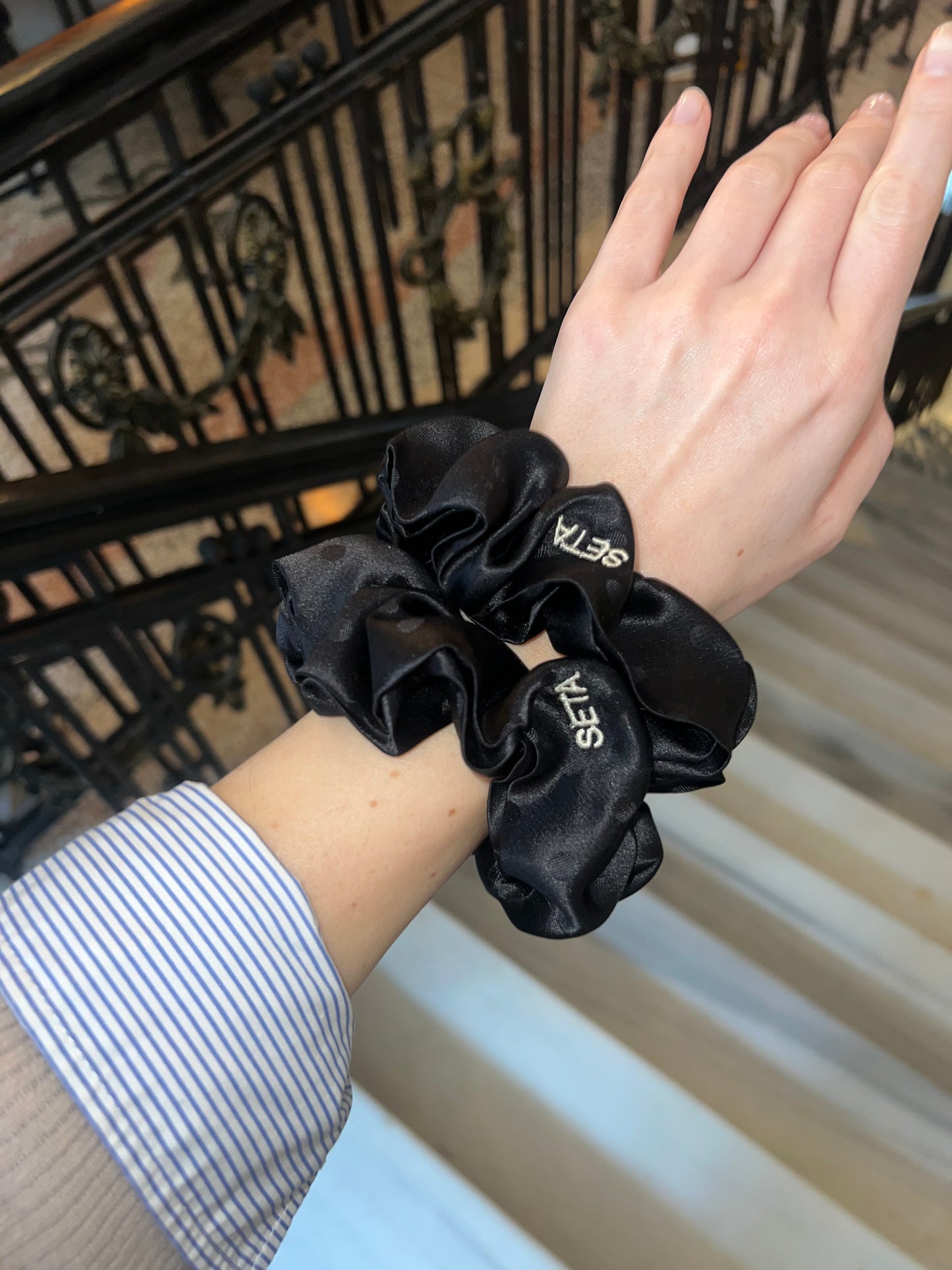 Dolce Black Silk Scrunchie