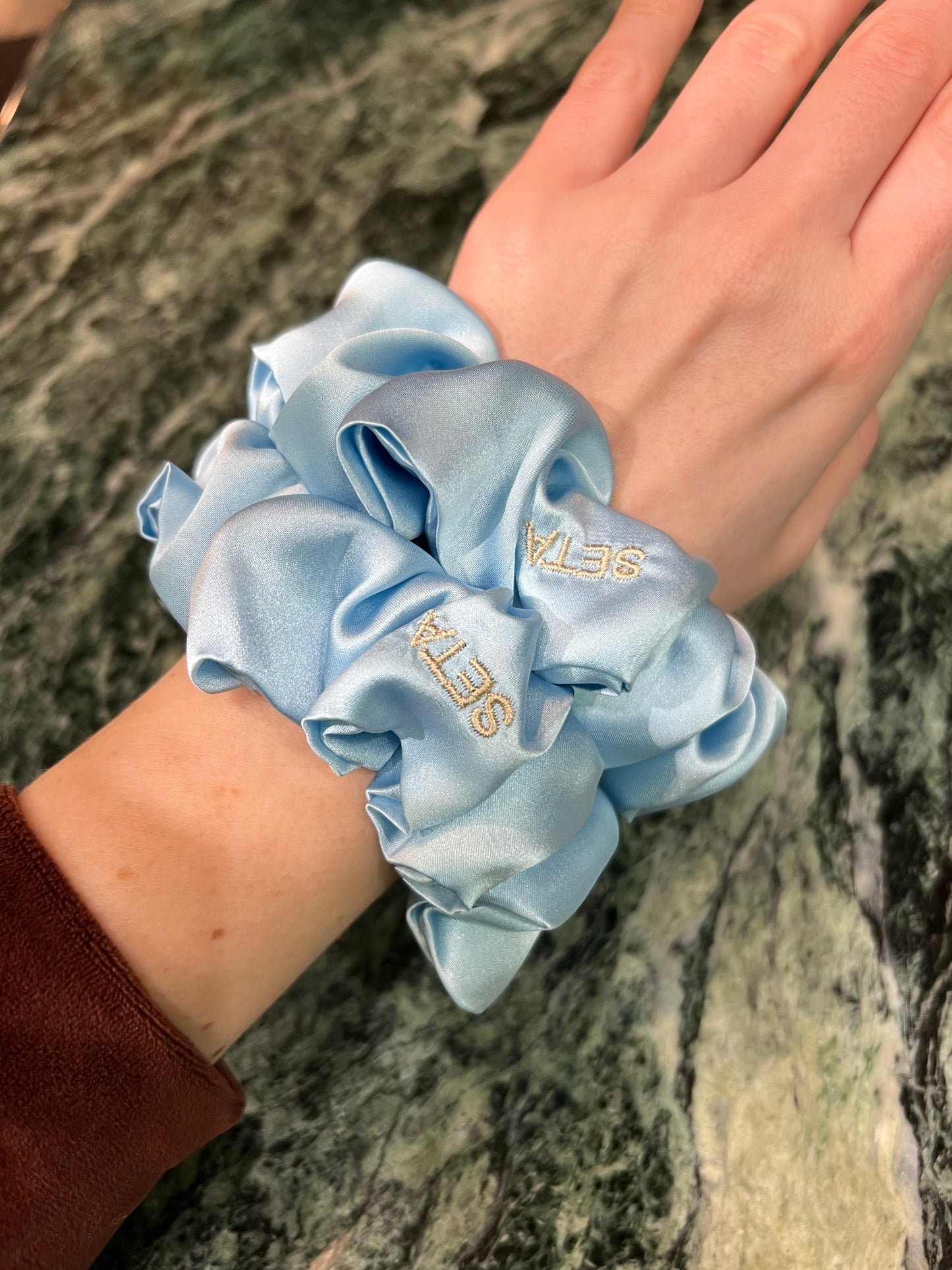 Baby Blue Silk Scrunchie