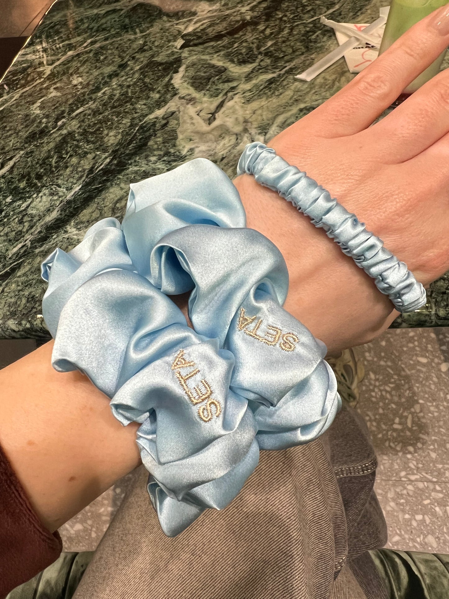 Baby Blue Silk Scrunchie