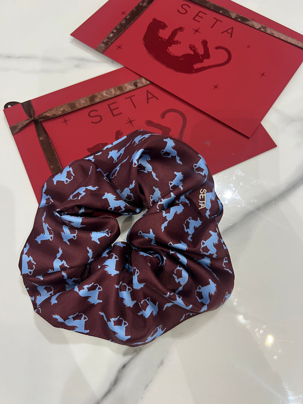 Cavallo Blu Silk Scrunchie