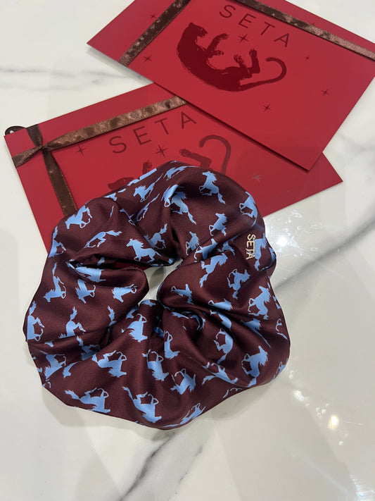 XL Cavallo Blu Silk Scrunchie