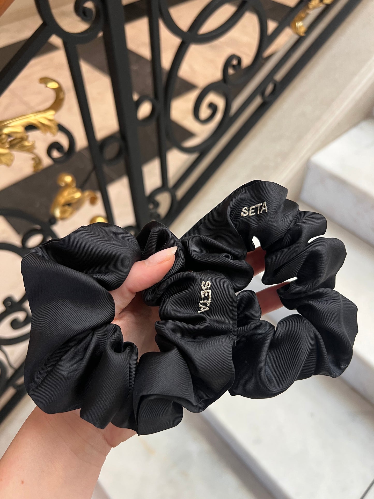 Matte Black Silk Scrunchie