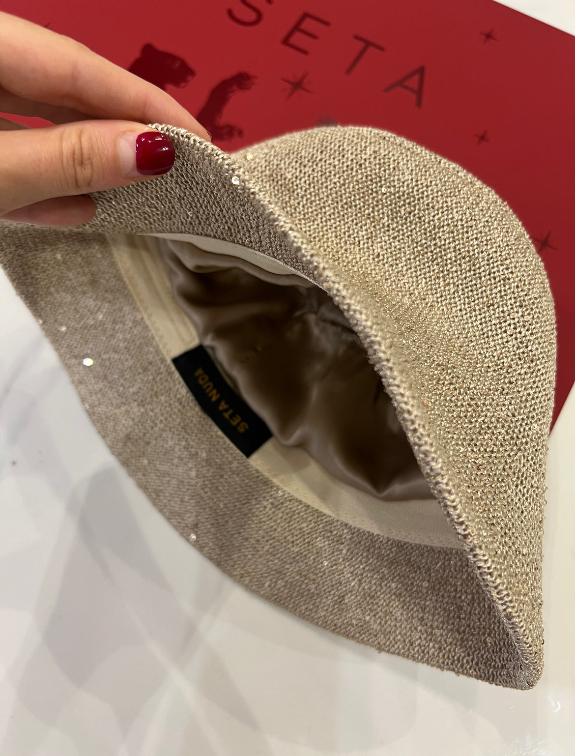 Nude Payettes Silk Bucket Hat