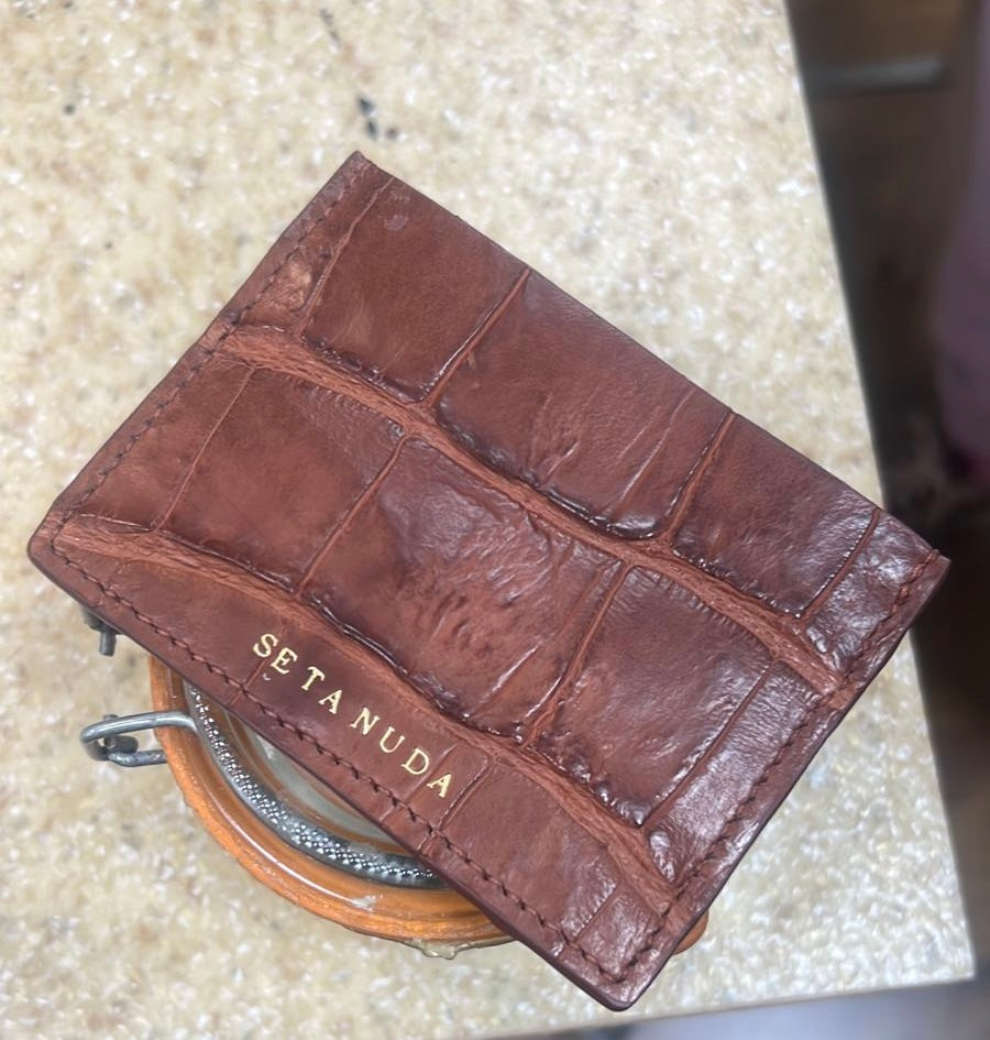 Crocodile Brown Leather Card holder