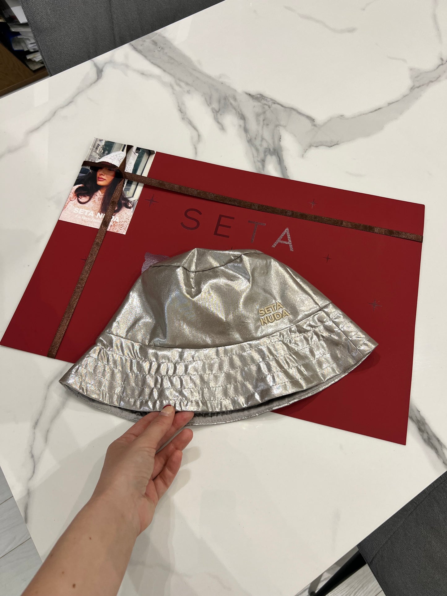 Silver Shine Silk Bucket Hat