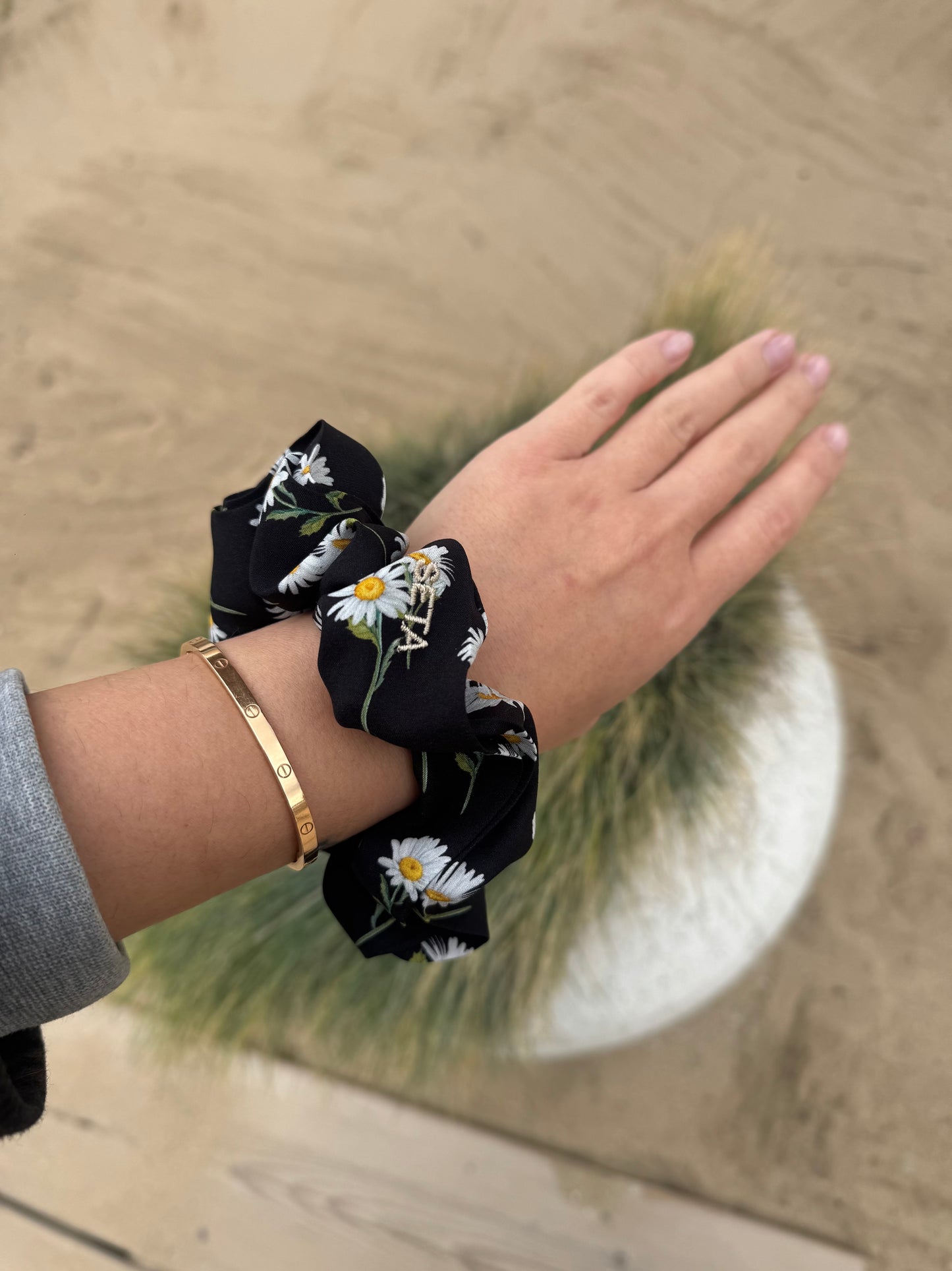 Daisy Silk Scrunchie
