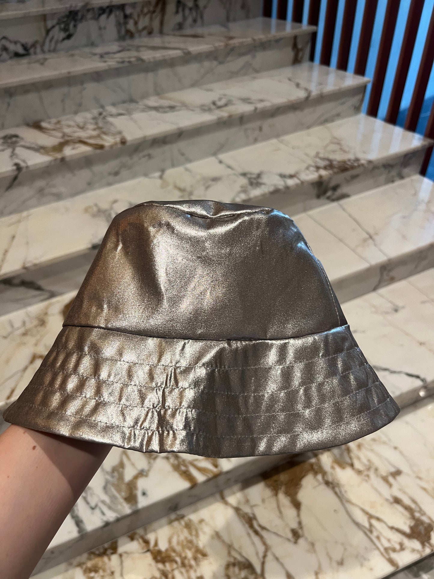 Silver Shine Silk Bucket Hat