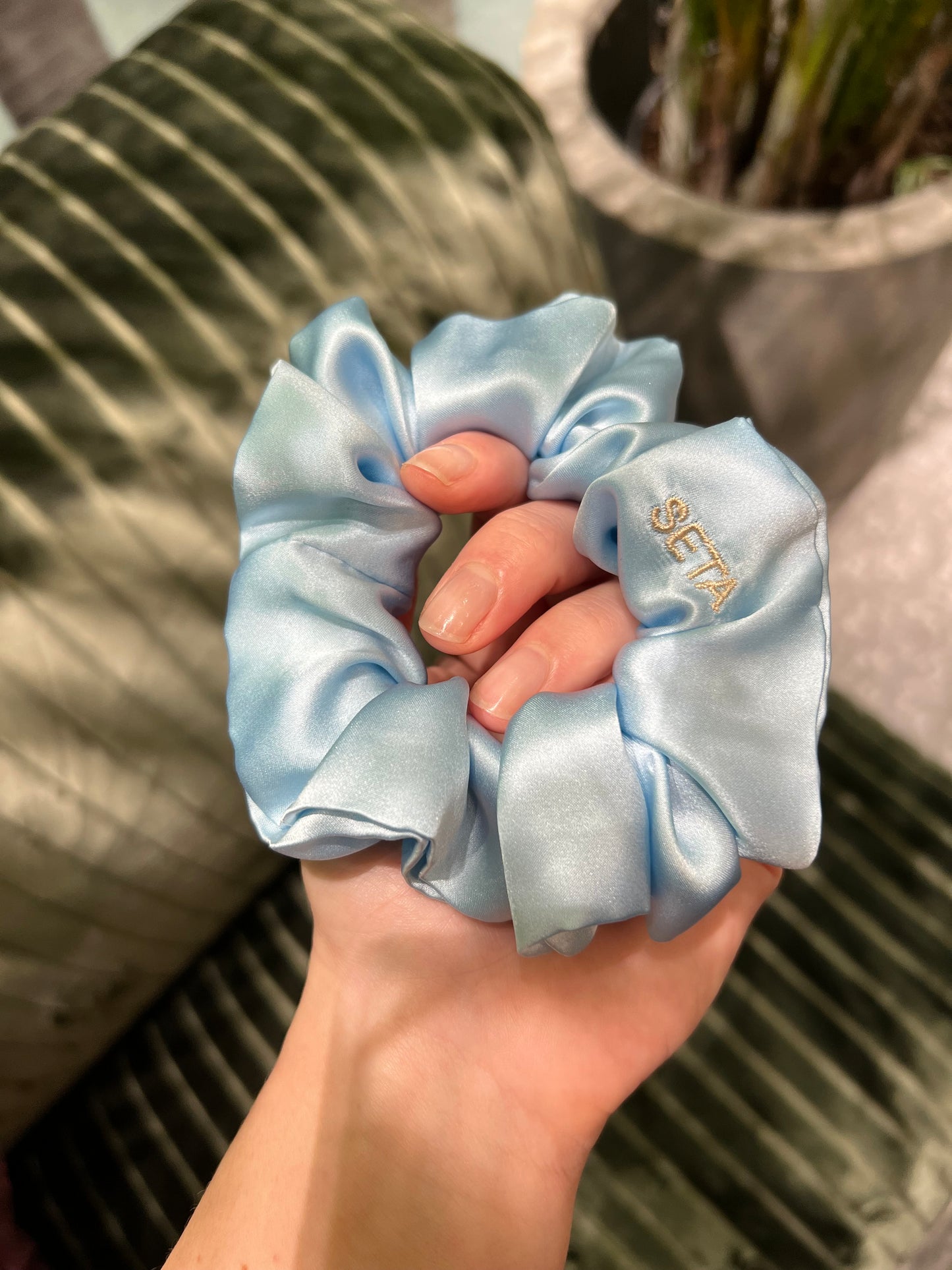 Baby Blue Silk Scrunchie