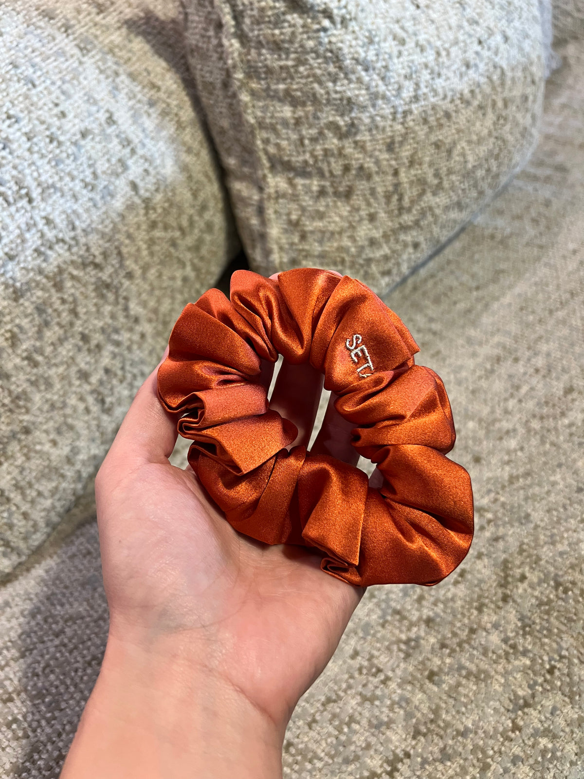 Dark Amber Silk Scrunchie
