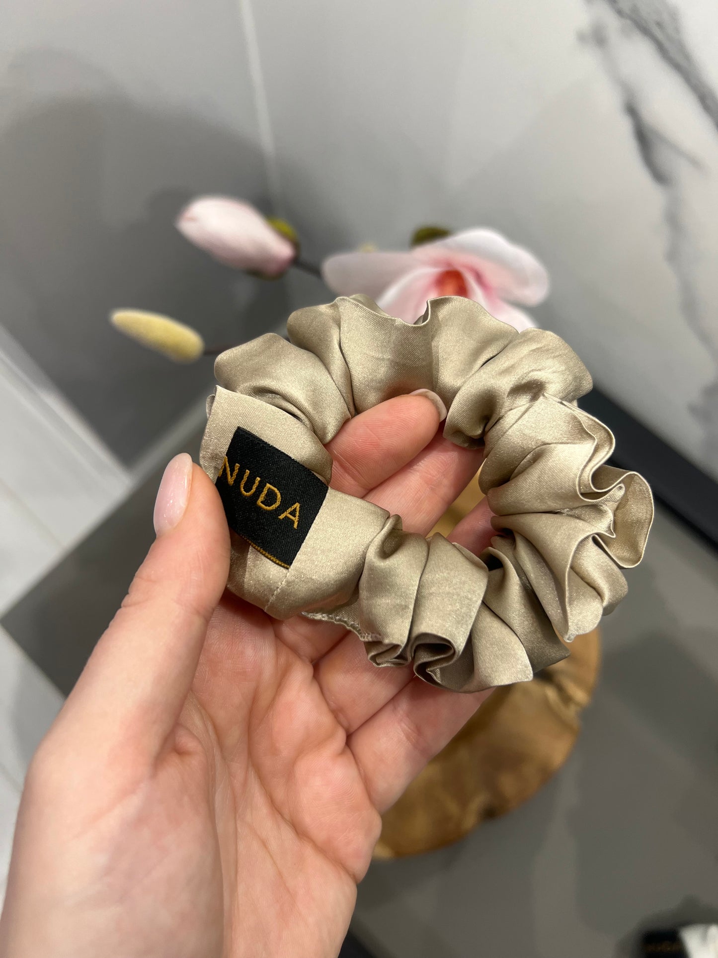 Nude XS Silk Scrunchie