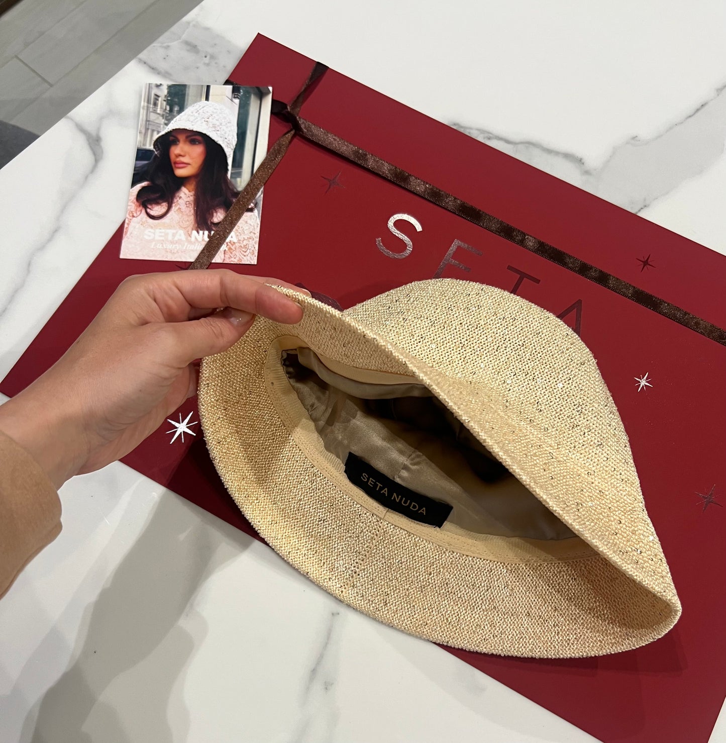 Light Gold Payettes Silk Bucket Hat