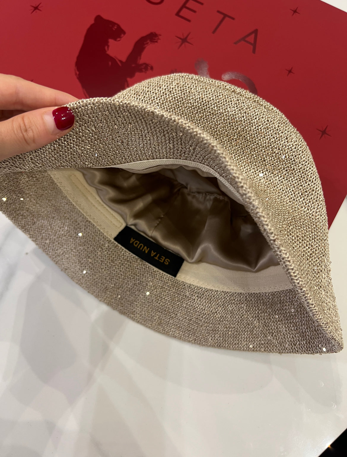 Nude Payettes Silk Bucket Hat