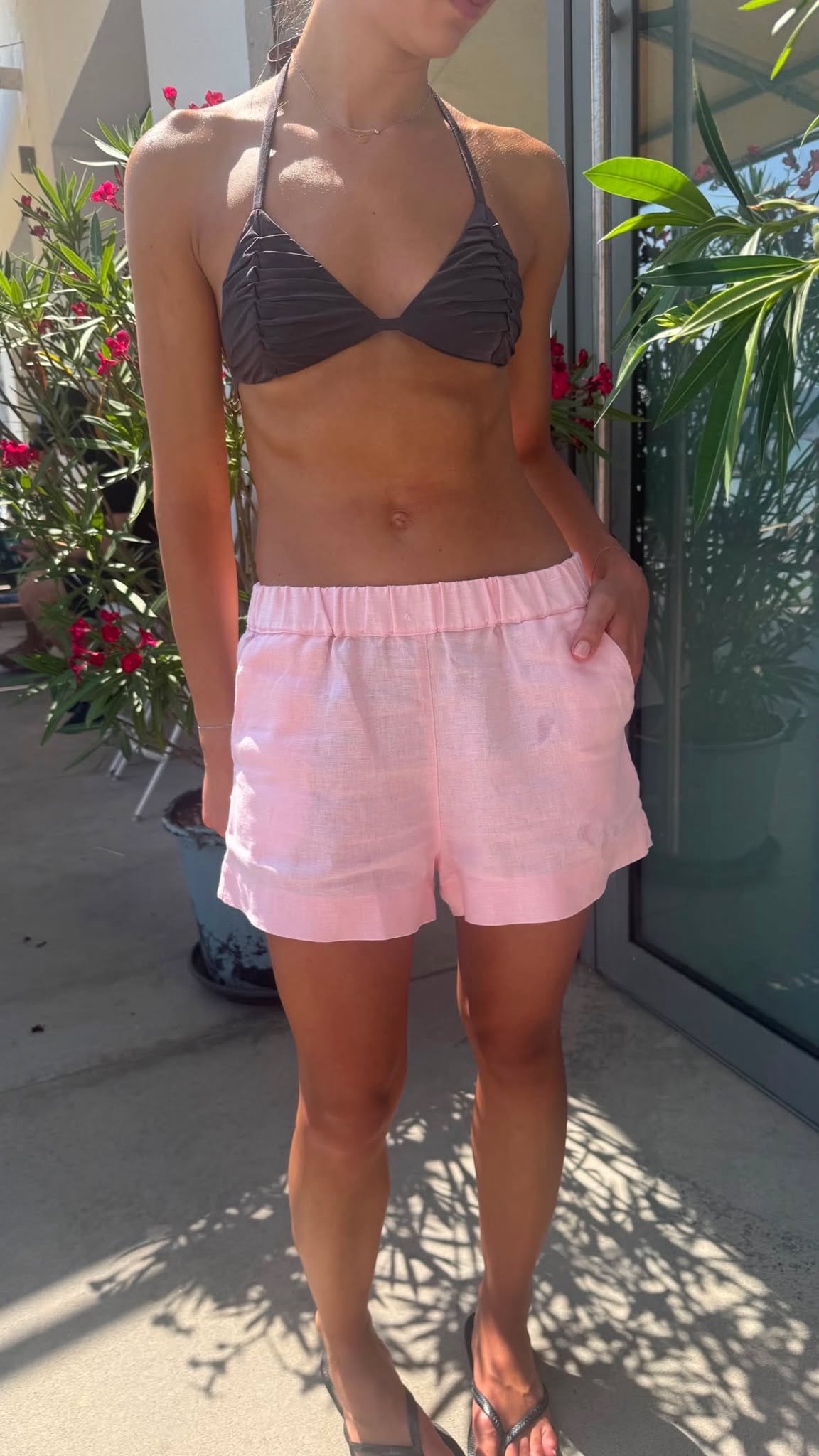 Pink Linen Shorts