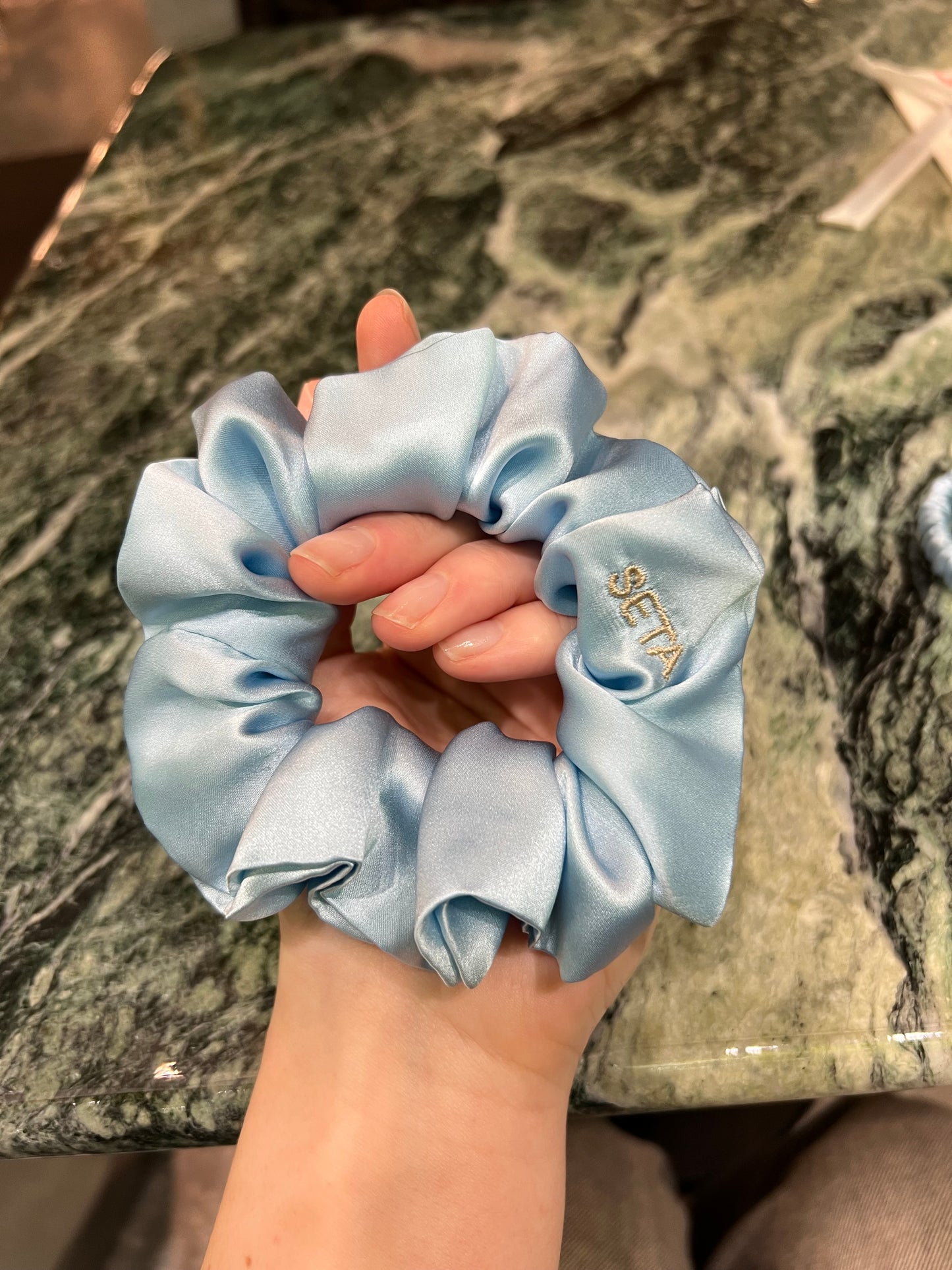 Baby Blue Silk Scrunchie