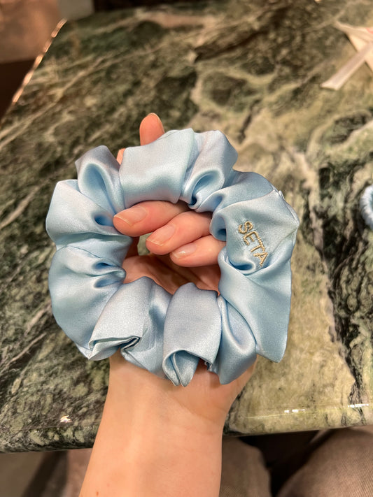 Baby Blue Silk Scrunchie