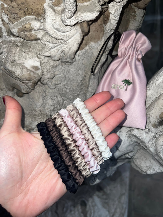 Confezione da 6 piccoli elastici per capelli in seta