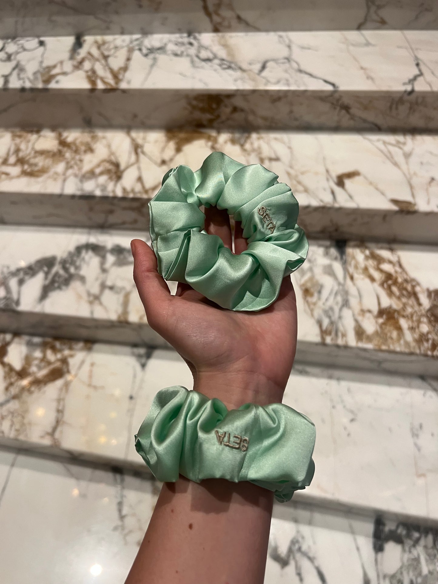Mint Cloud Silk Scrunchie