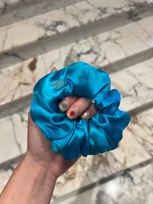 Bottega Blue Silk Scrunchie