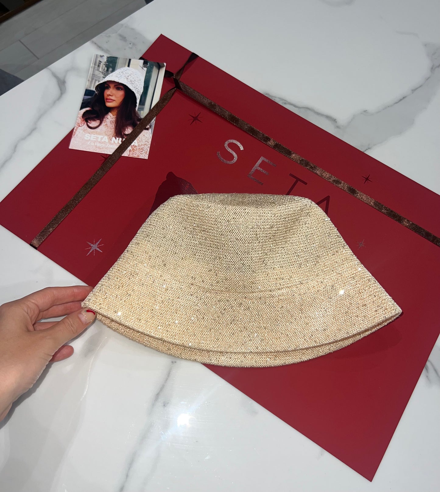 Light Gold Payettes Silk Bucket Hat