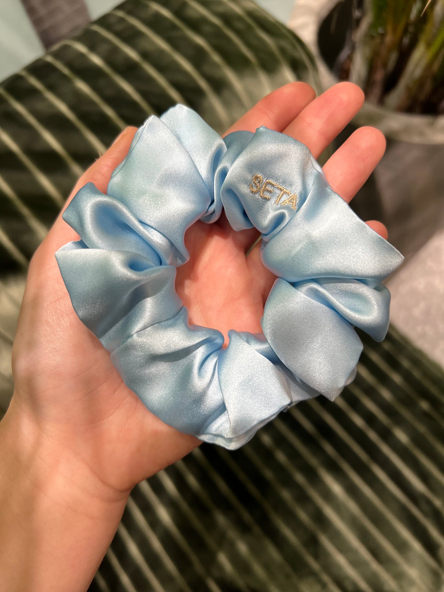 Baby Blue Silk Scrunchie