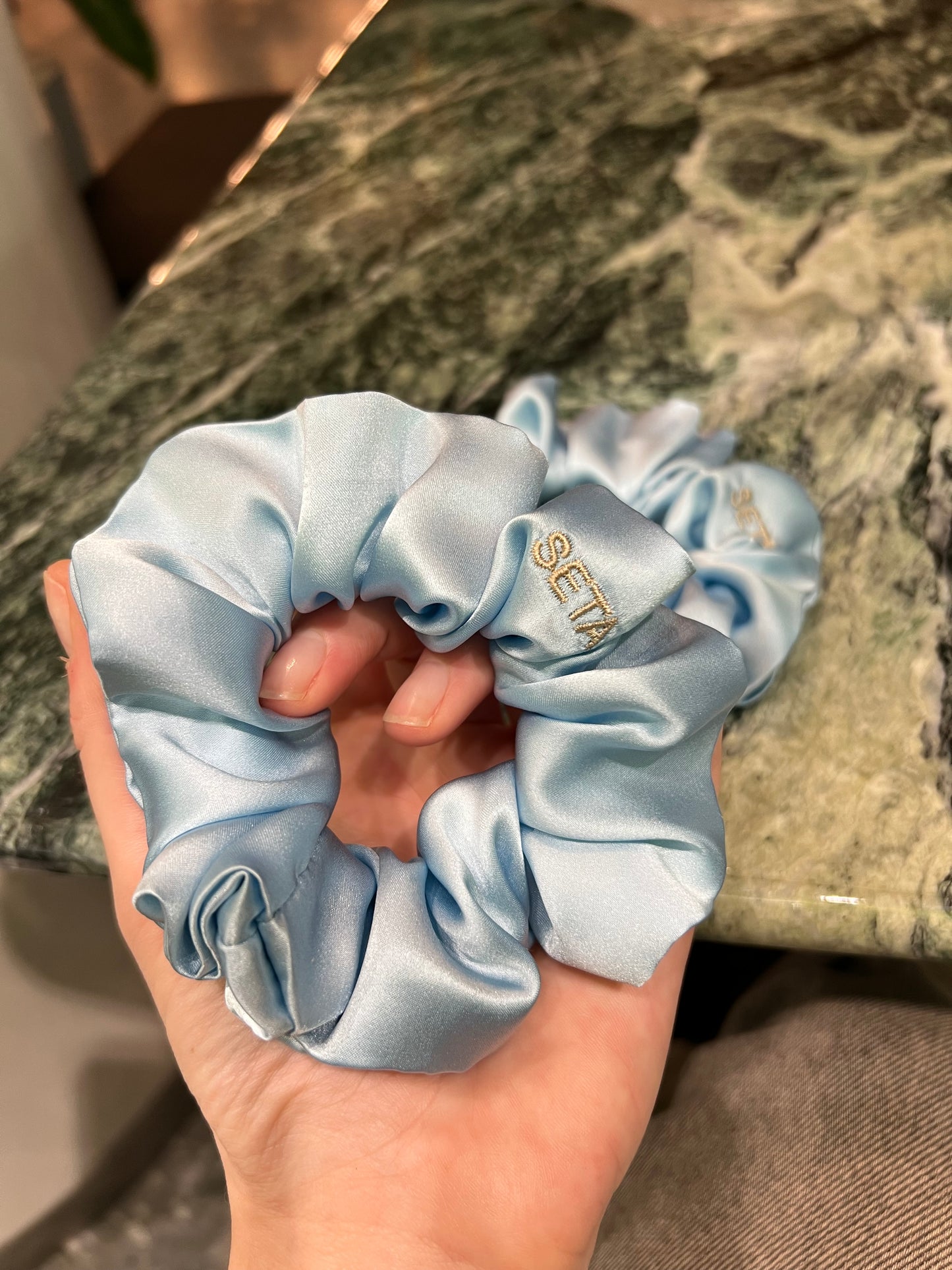 Baby Blue Silk Scrunchie
