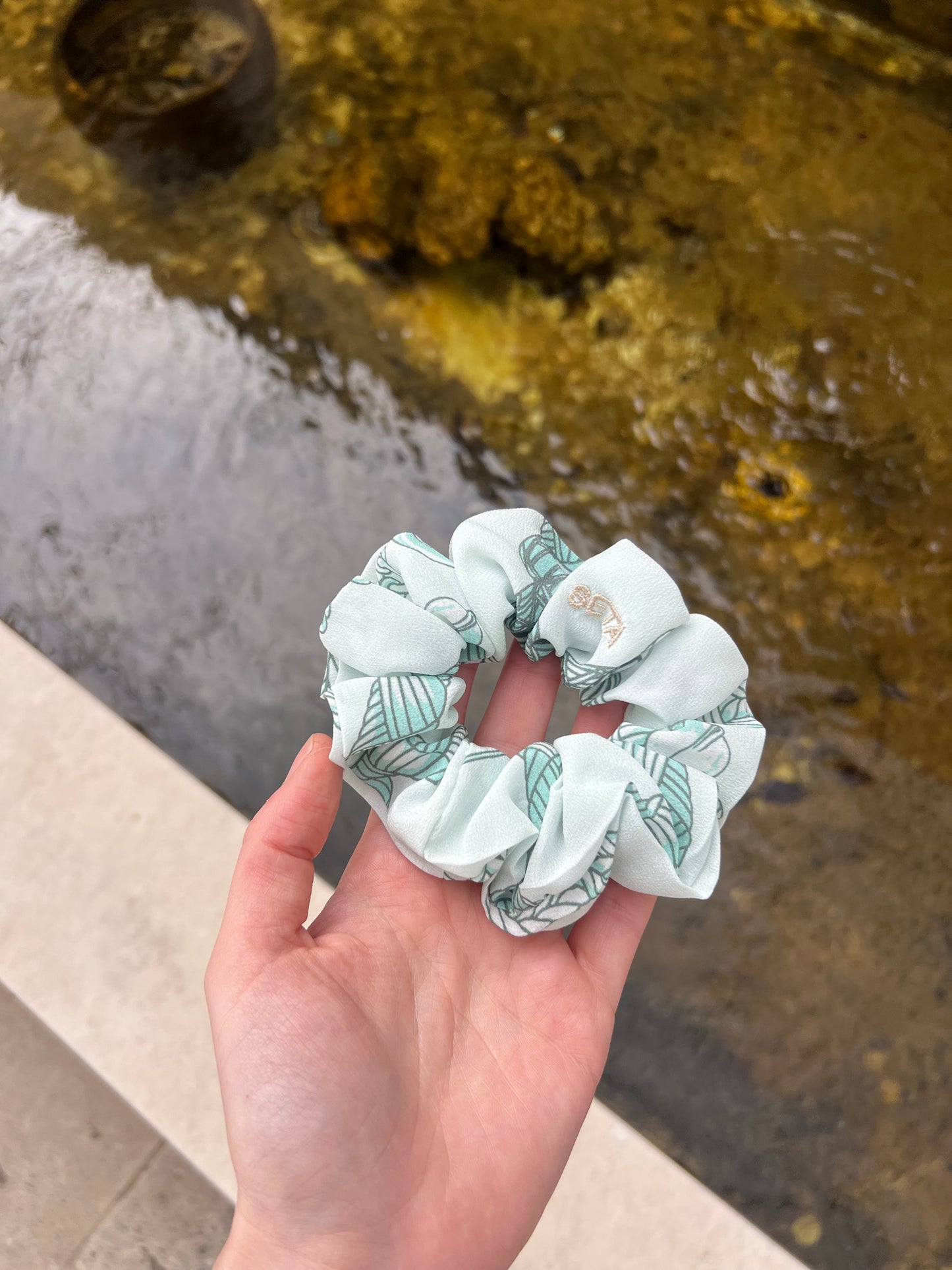 Minty Chains Silk Scrunchie