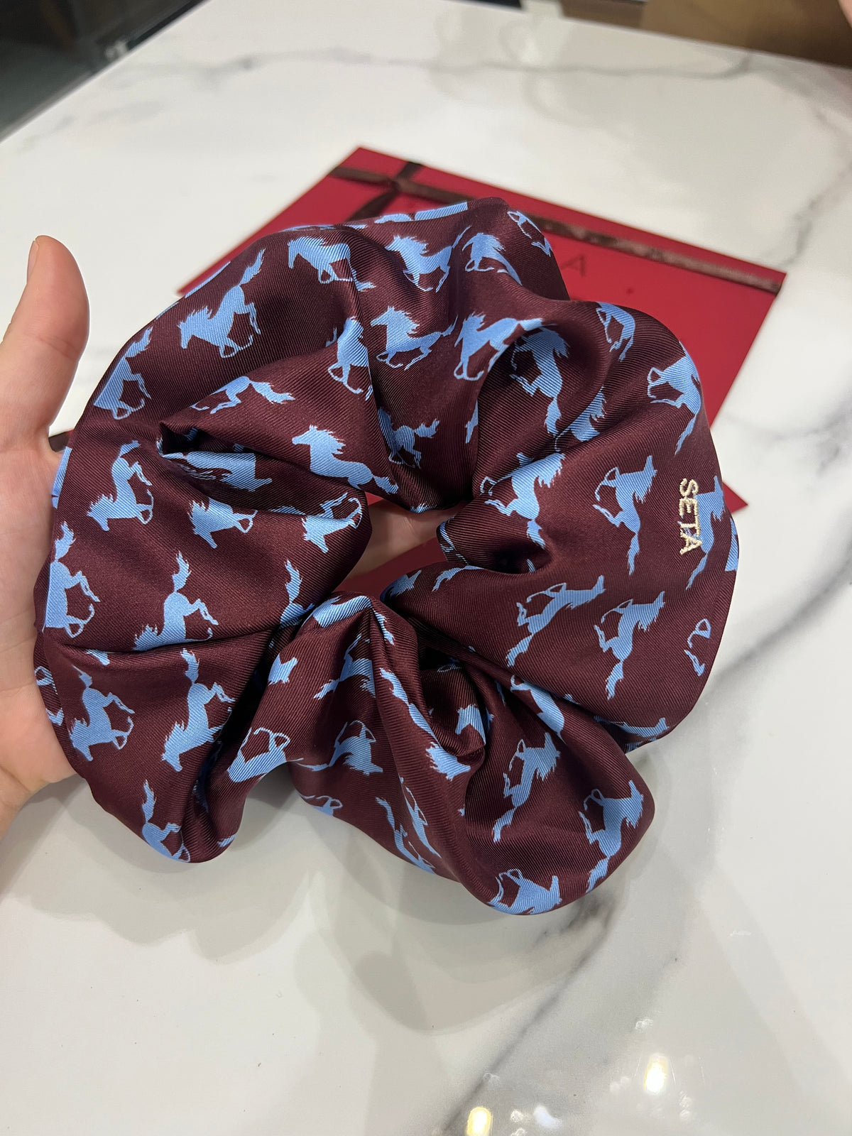 Cavallo Blu Silk Scrunchie