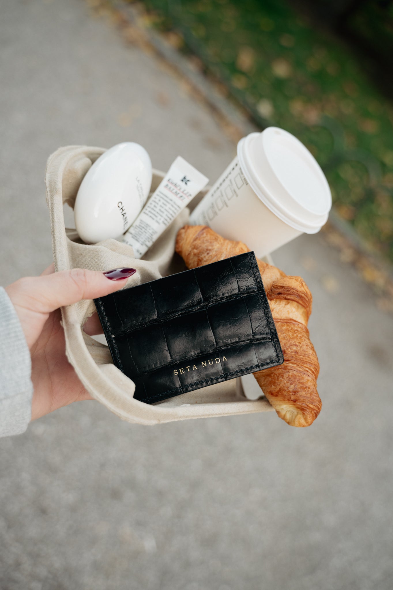 Crocodile Leather Black Card holder
