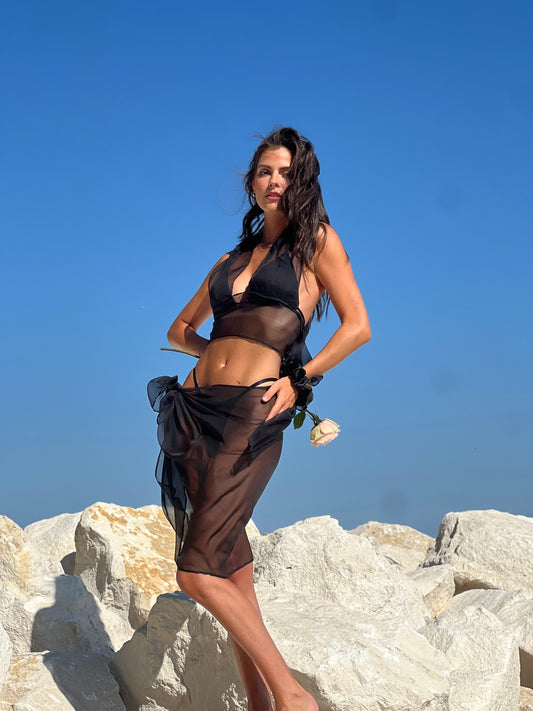 2 Piece Black Silk Set