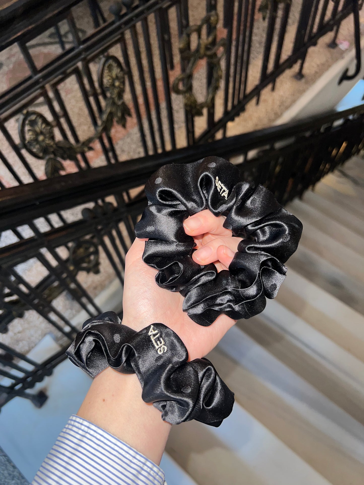 Dolce Black Silk Scrunchie