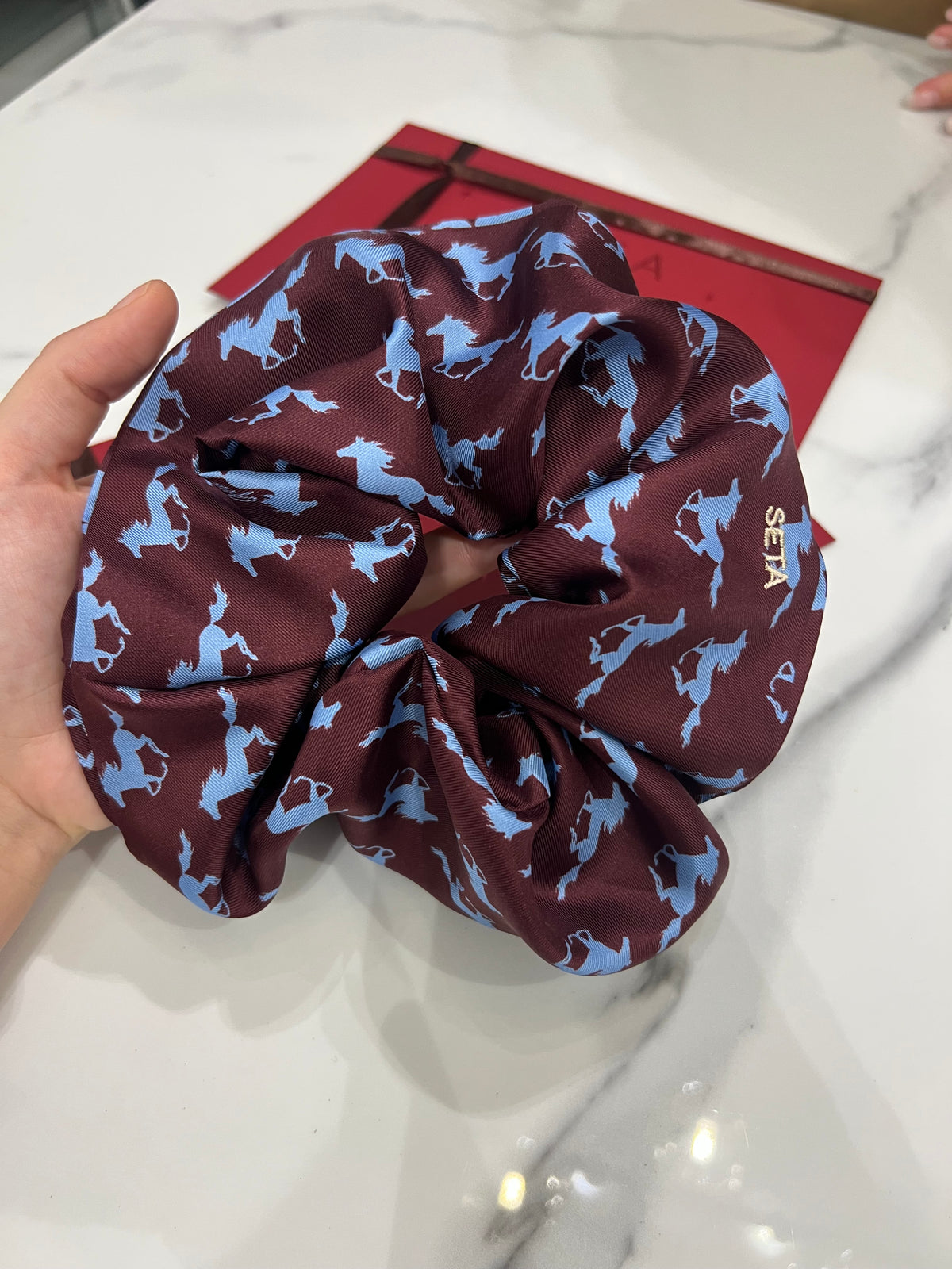 Cavallo Blu Silk Scrunchie