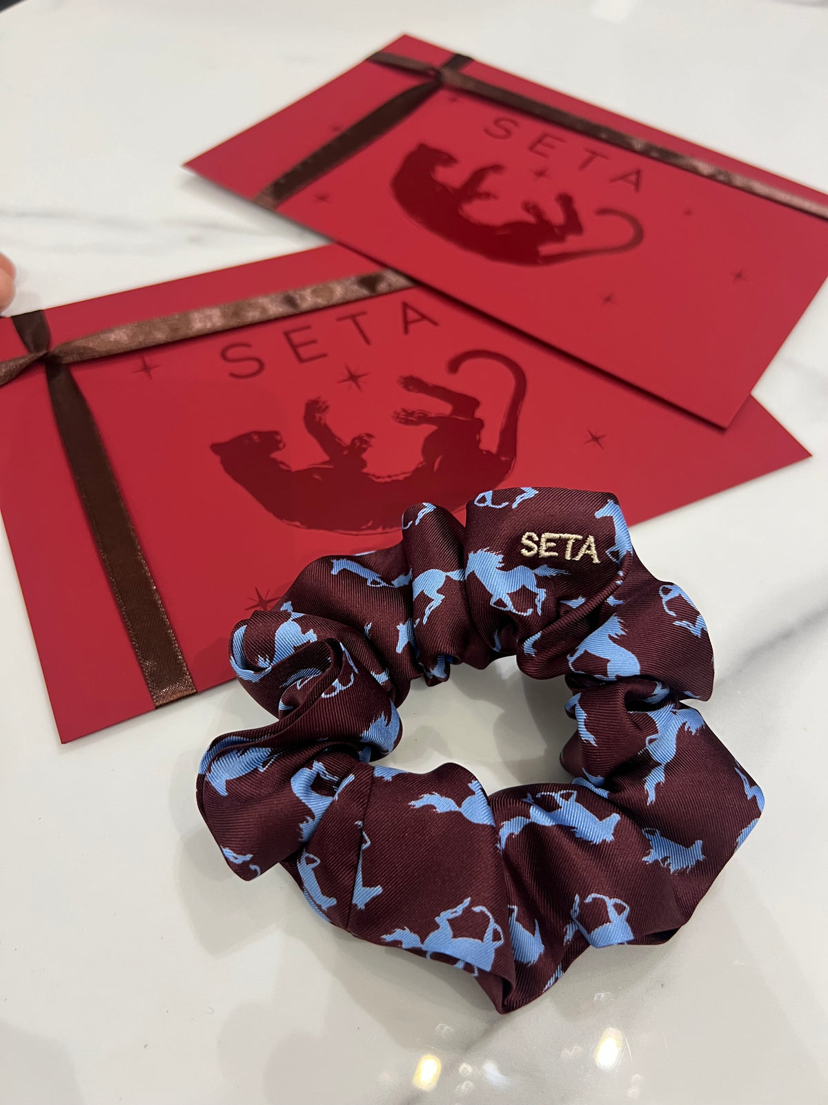 Cavallo Blu Silk Scrunchie