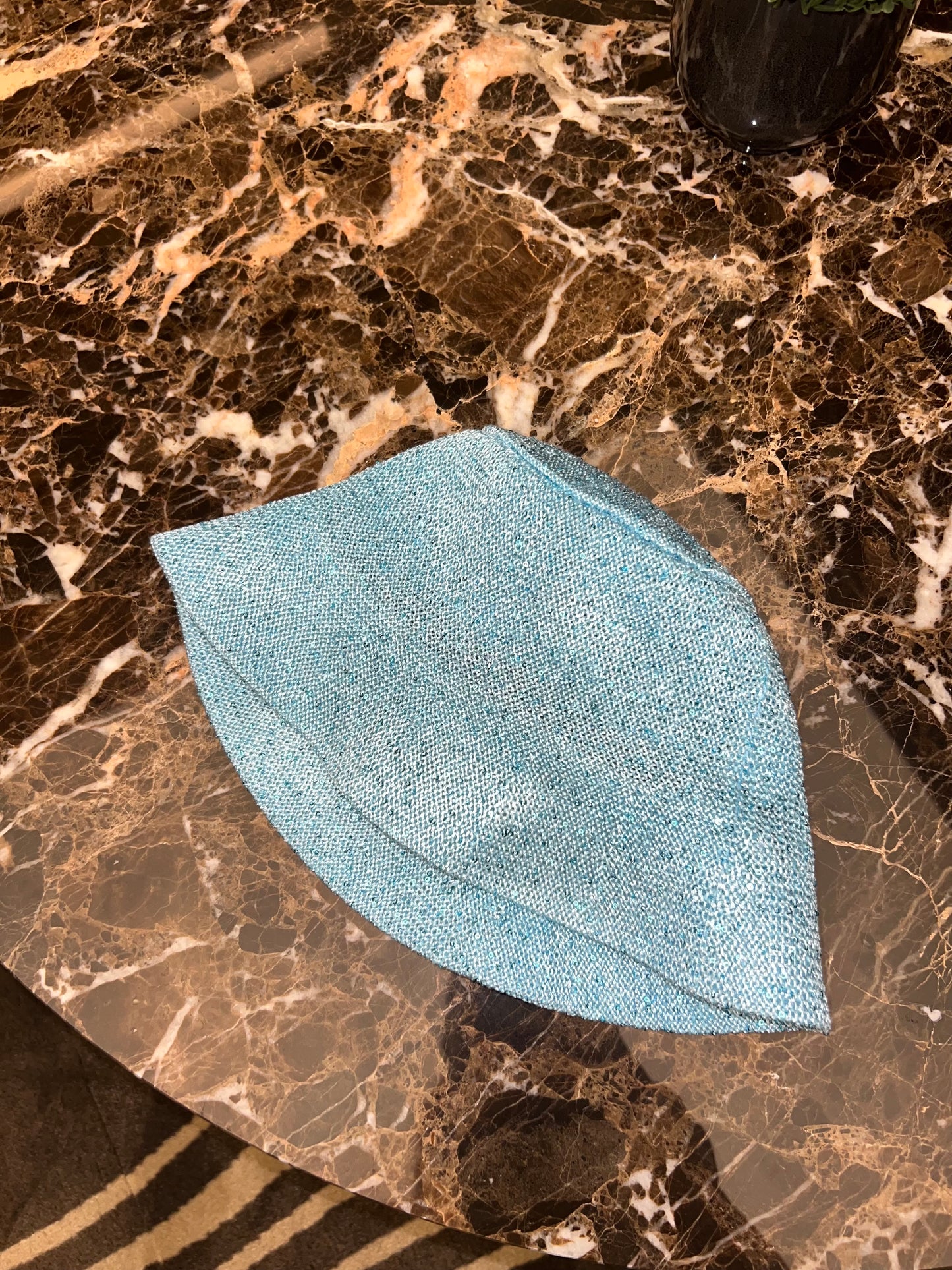 Light Blue Payettes Silk Bucket Hat
