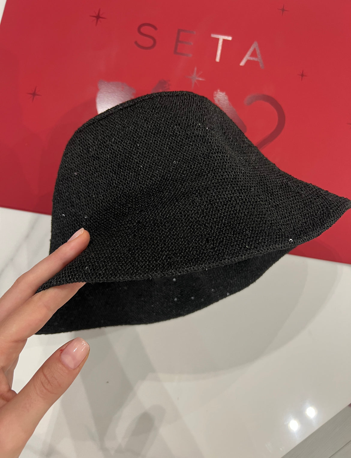 Black Payettes Silk Bucket Hat