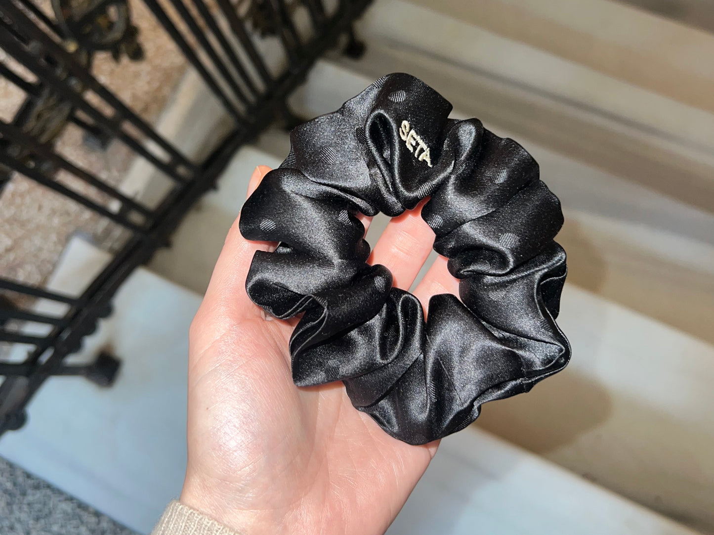 Dolce Black Silk Scrunchie